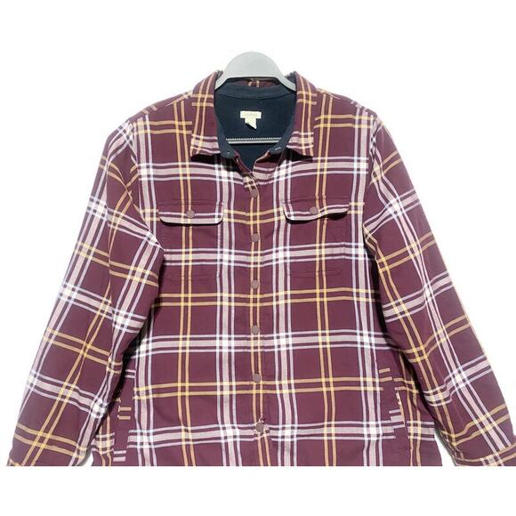 LL Bean Snap Buttons Shirt Men's Size Large Long Sleeve Red & White Plaid Lined - Picture 3 of 8